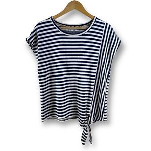 J’Ilverwear navy and white stripe cap sleeve side tie shirt size PM‎